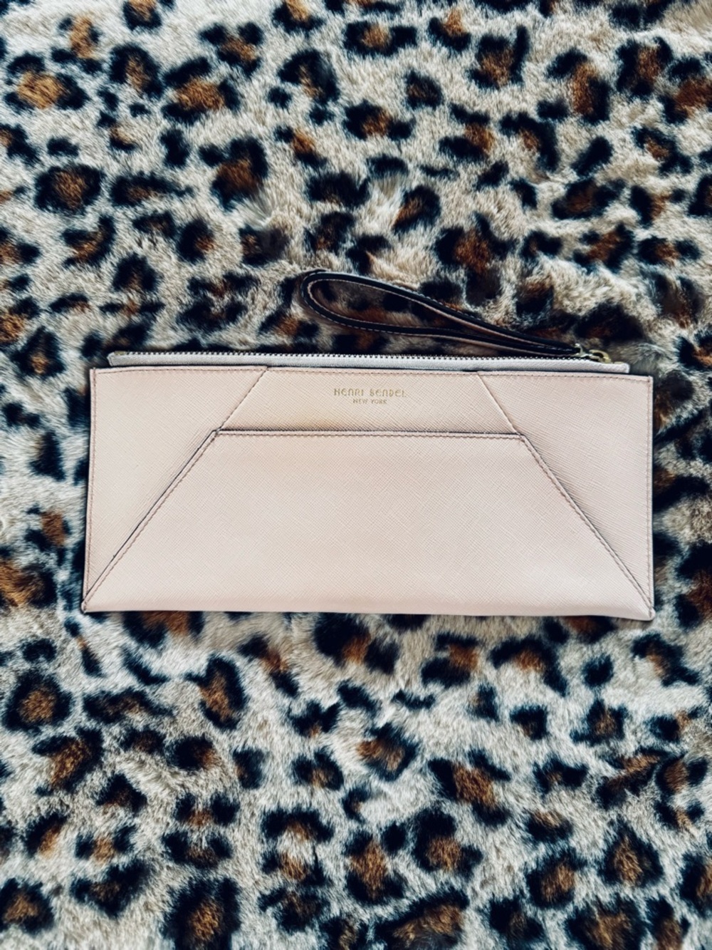 henri bendel Blush Pink Leather Wristlet Clutch